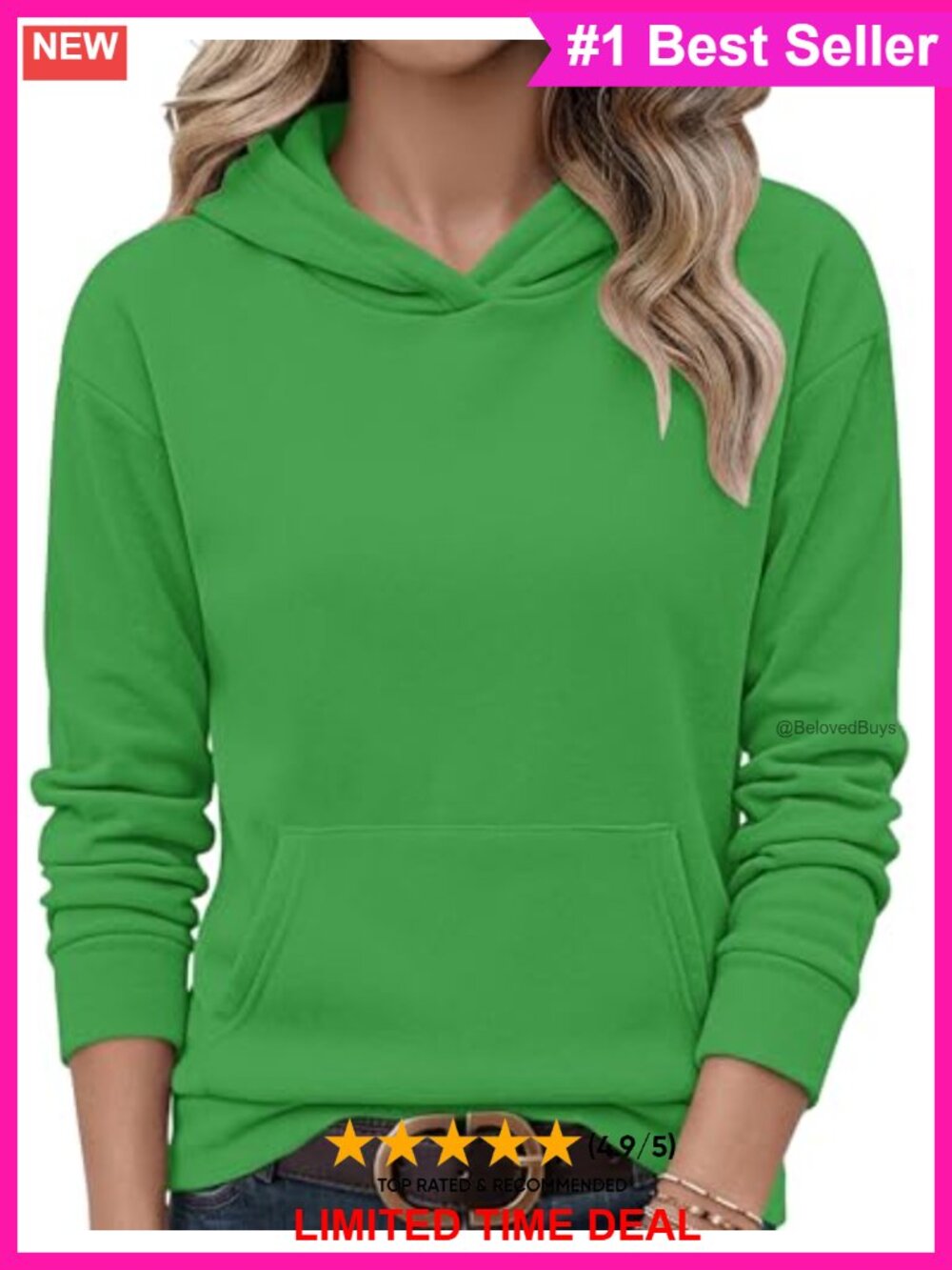 Women's Crewneck Sweatshirt Long Sleeve Pullover with Kangaroo Pockets